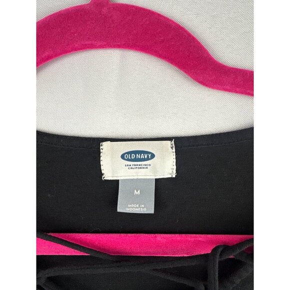 Old Navy Black Short Sleeve Top With Crisscross Detail - Medium - Picture 4 of 5